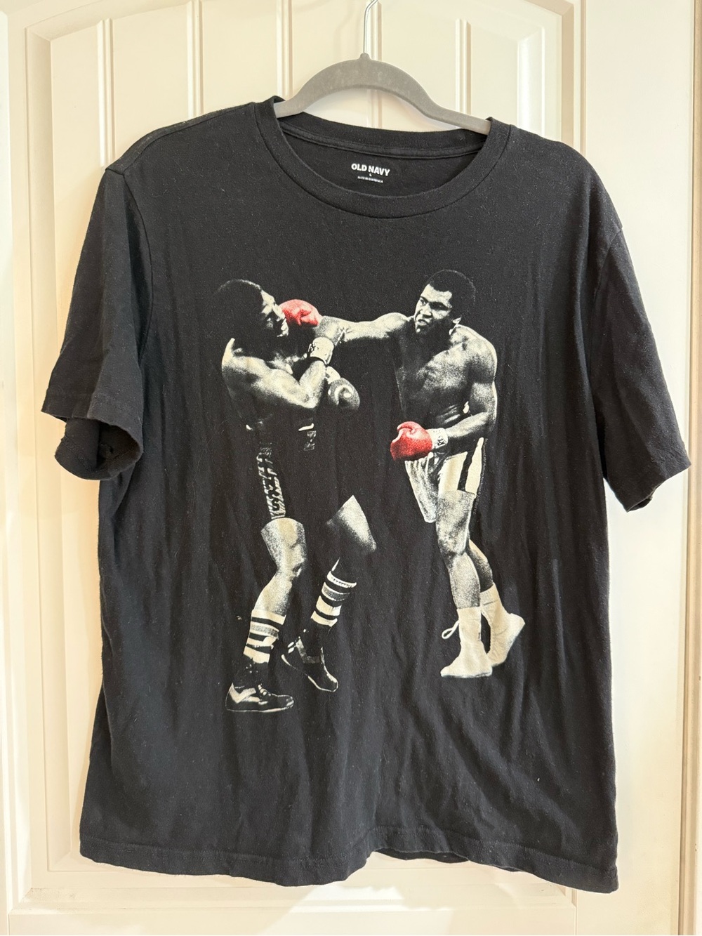 Old Navy Black Short-Sleeve Ali Boxing Graphic Tee with Red Glove Accents
